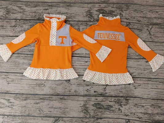 PRE ORDER Deadline August 4 close custom no moq Children's boutique clothing Girls Orange Pullover