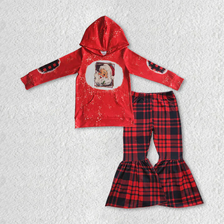 RTS NO MOQ Sibling Baby girls boy clothes Christmas hooded long-sleeved trousers suits