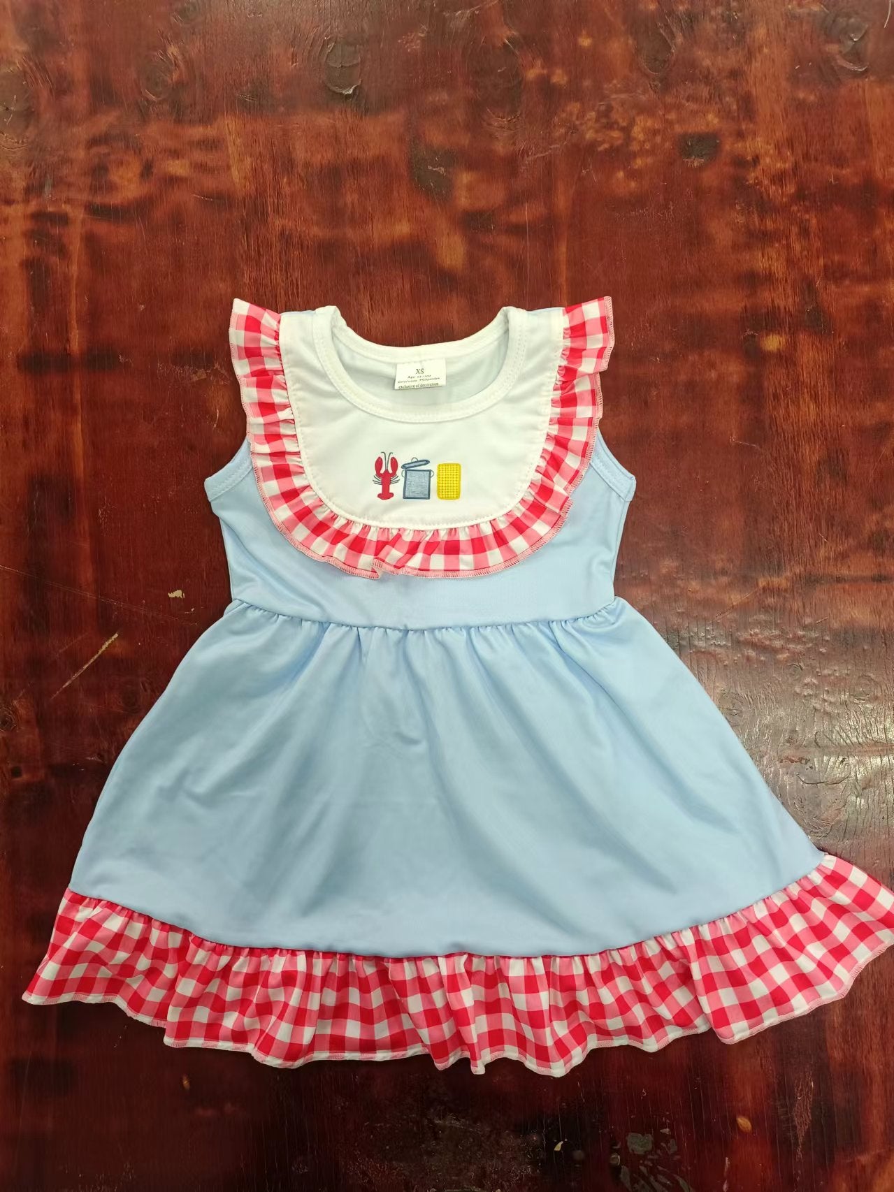 custom moq 5 eta 5weeks mix size girls clothes crayfish sleeveless dress