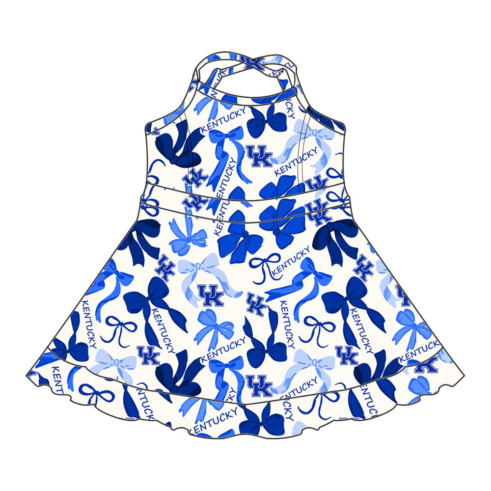 Deadline June 12Custom no moq baby girls summer dress  Summer Girls Dress Bow Dress Skirt with Shorts blue dress UK