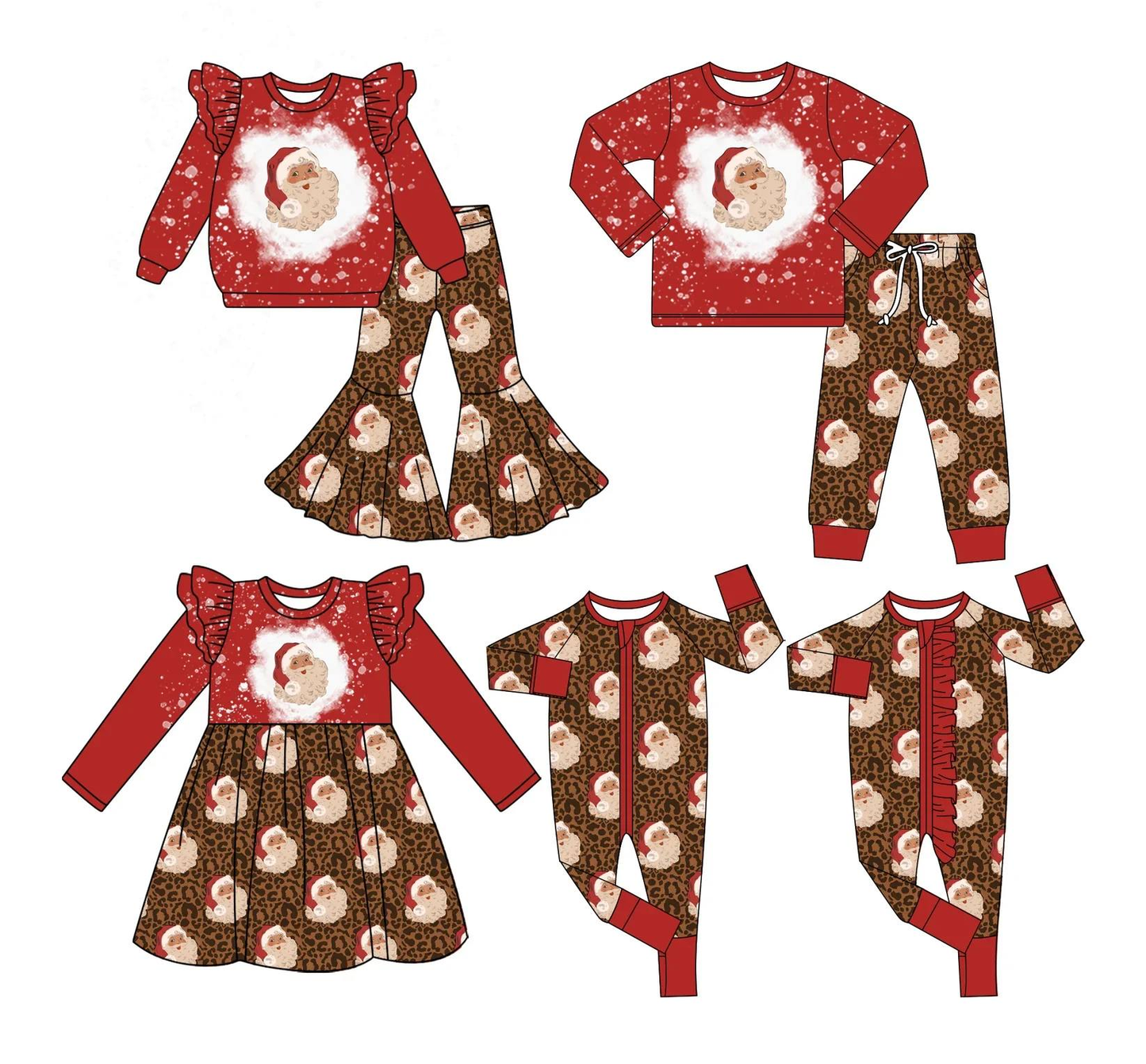Custom moq 5 each style eta 6-7weeks baby girl clothes Christmas red long sleeve pants set 2 and dress and rompers 2-25.8.15