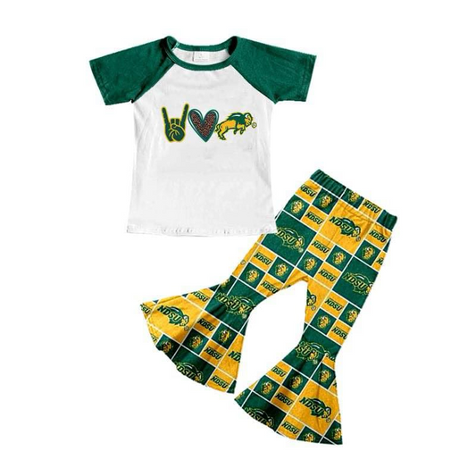 Deadline February 8 Team baby girls sets Summer short sleeve trousers suit green sets