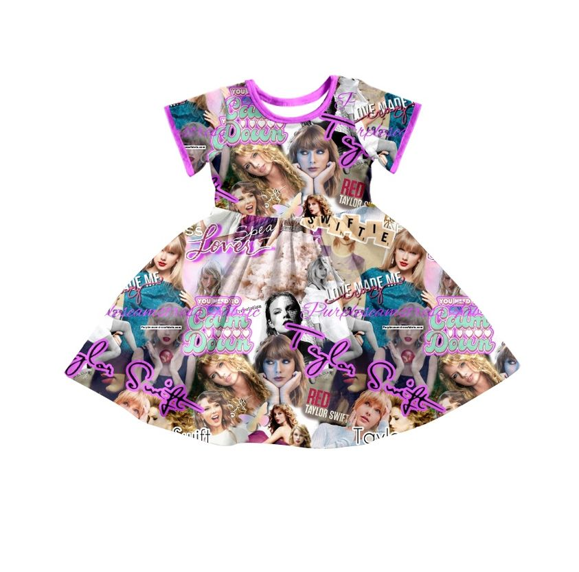 GSD0707 taylor swift purple short sleeve dress