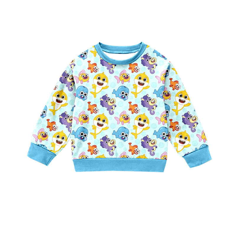 Custom moq 3 MIX SIZE eta 7/8week moq 5 eta /4/5week Boys and Girls Cartoon Long Sleeve Top