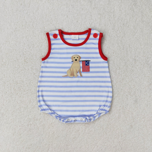 RTS no moq SR1080 Embroidered puppy flag striped vest bodysuit