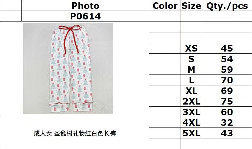 RTS NO MOQ ETA 5/7days P0614 Adult female Christmas tree gift red and white trousers