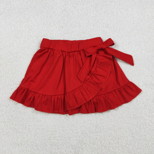 RTS NO MOQ（In Stock ) GLK0215 Solid Color Red Lace Bow Yoga Skirt