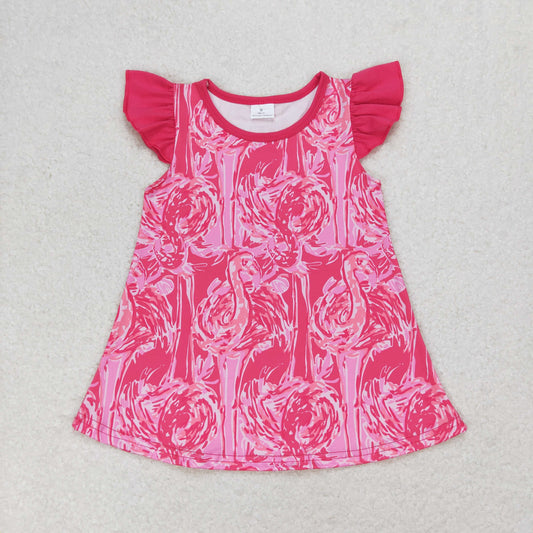 rts no moq GT0565 Flamingo rose red flying sleeve top