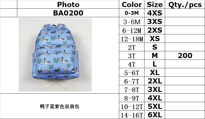 rts no moq BA0200 Duck blue and purple backpack