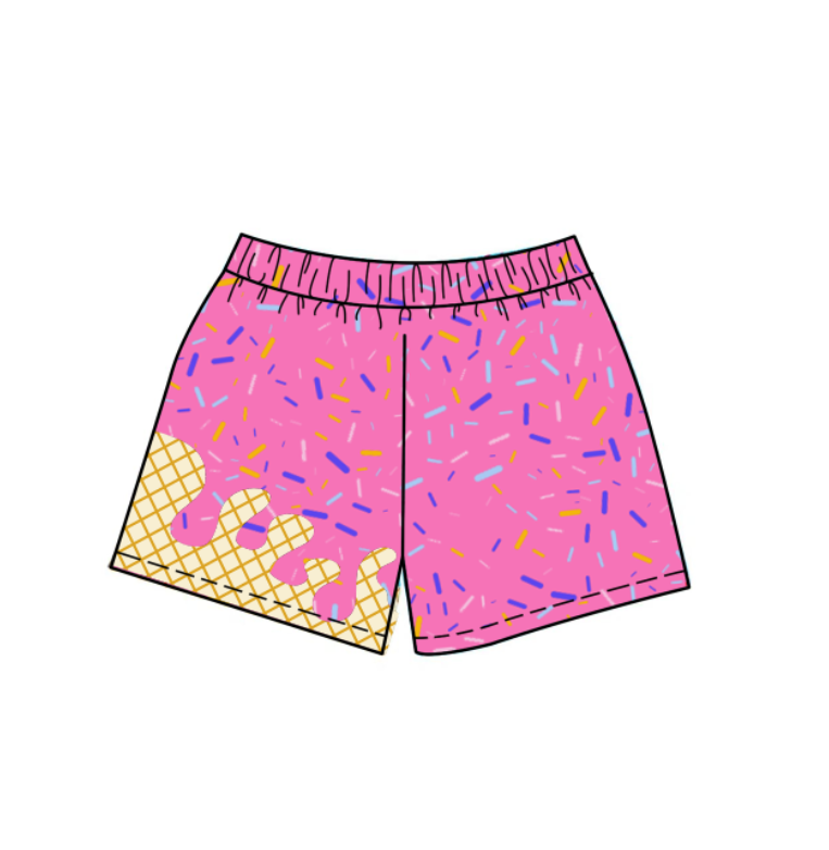 Deadline: May 5 Custom no moq baby girls Summer shorts pink ice cream shorts