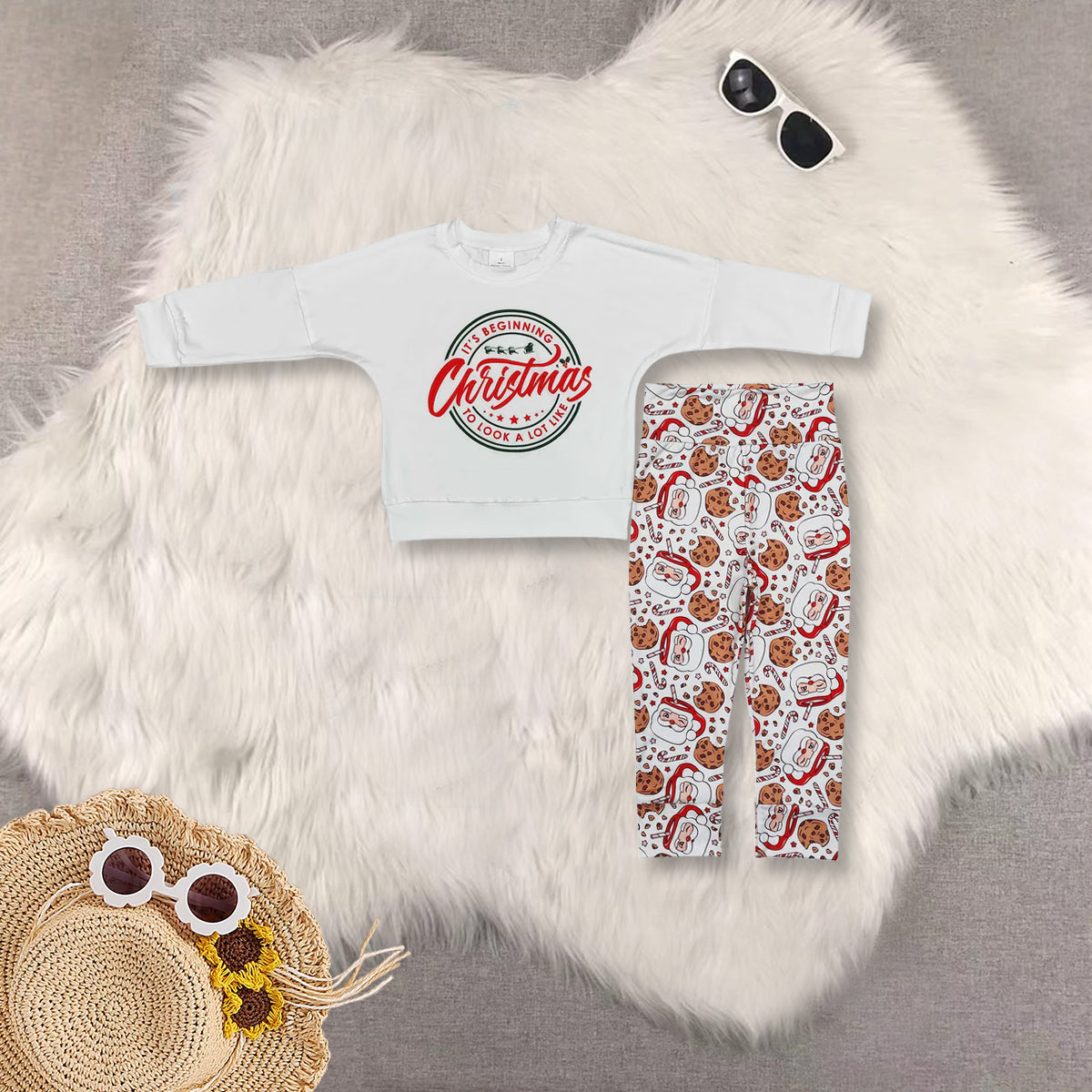 RTS NO MOQ baby girl clothes Christmas long sleeve Rompers Clothes Sets