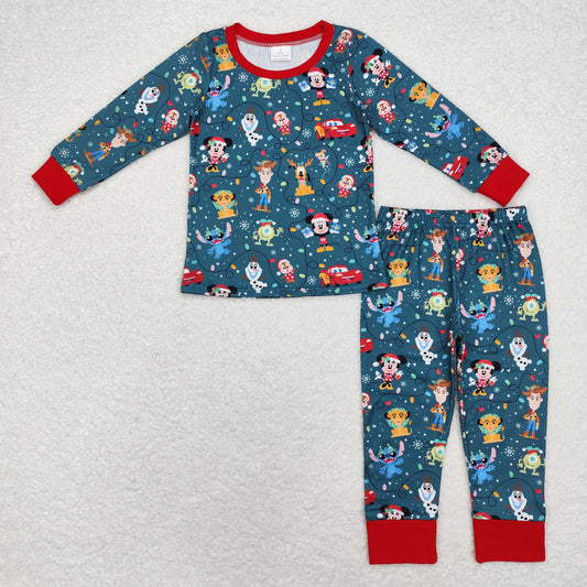 rts no moq BLP0747 Christmas cartoon character Stitch lion snowman long-sleeved trousers pajama set