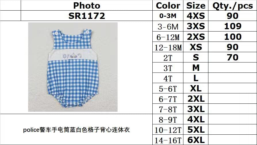 SR1172 police flashlight blue and white plaid vest jumpsuit