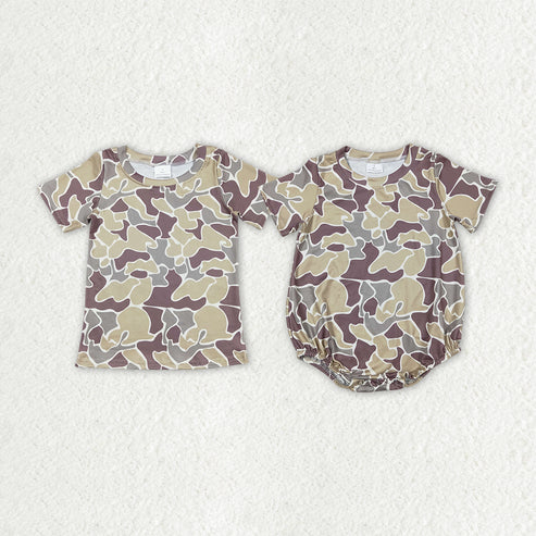 Baby Boys Camo Green Short Sleeve Tee Shirts Tops Rompers Brother Styles