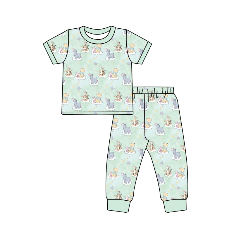 Custom moq 3 eta 7/8week moq 5 eta /4/5week cartoon Short Sleeve Pants Set