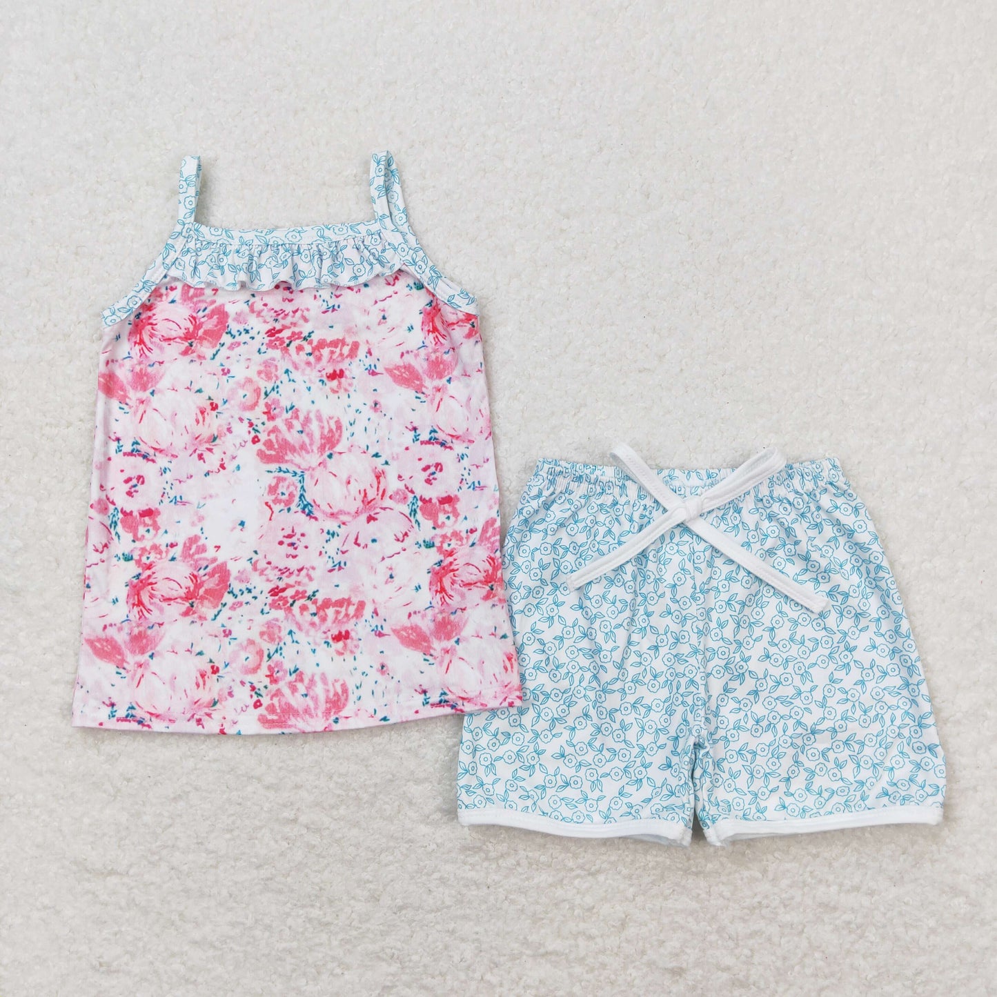 GSSO0869 Floral Sleeveless Floral Shorts Set