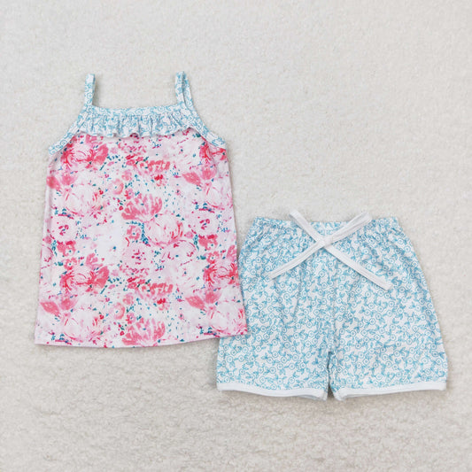 GSSO0869 Floral Sleeveless Floral Shorts Set