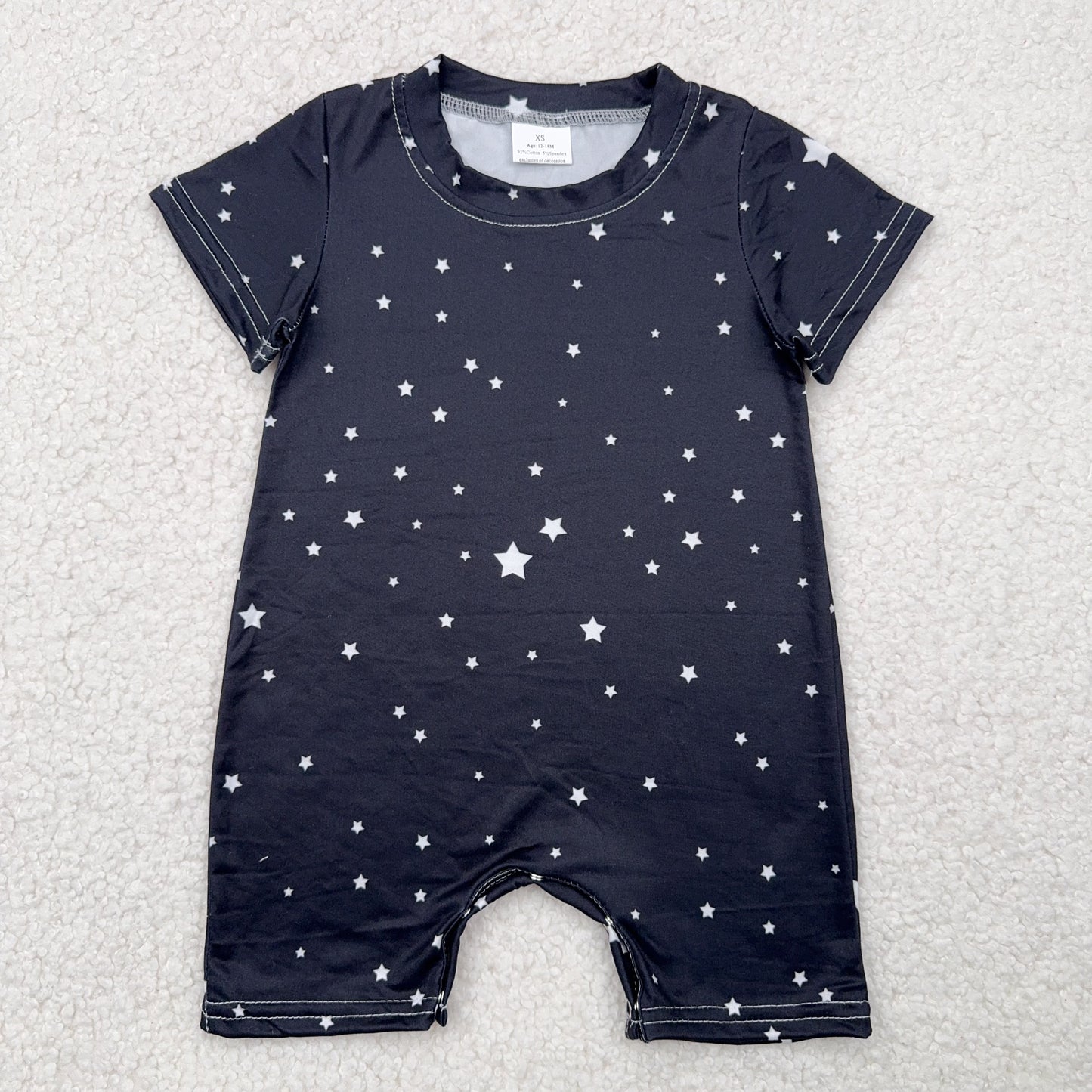 RTS SALES NO MOQ4.19	 白色星星黑色连体衣White Stars Black Bodysuit
