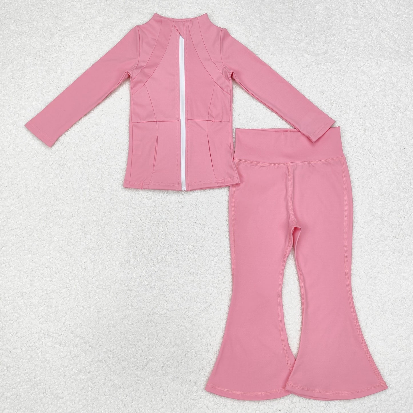 RTS NO MOQ ETA 5/7days GT0680+P0573 Pink yoga suit zipper long sleeve top trousers sets