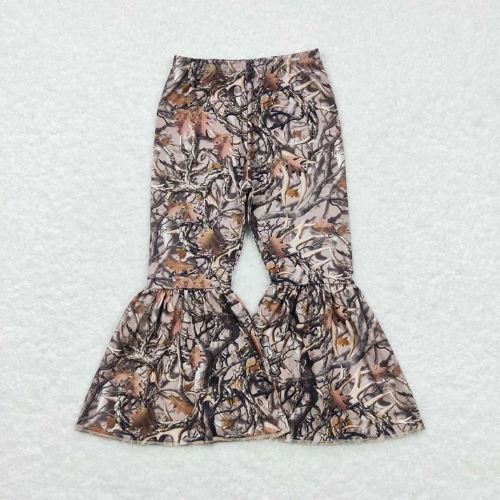 RTS NO MOQ Baby Girls Camouflage deer branches Print Flared Pants