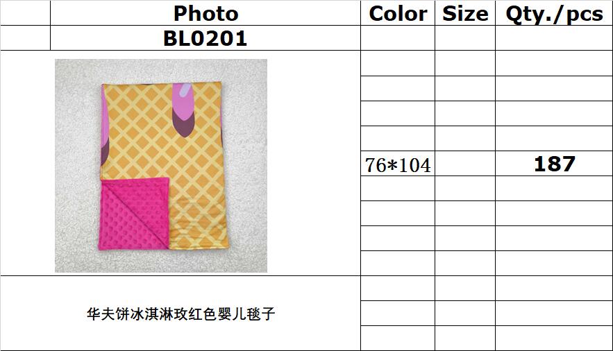 RTSNO MOQ BL0201 Waffle ice cream rose red baby blanket