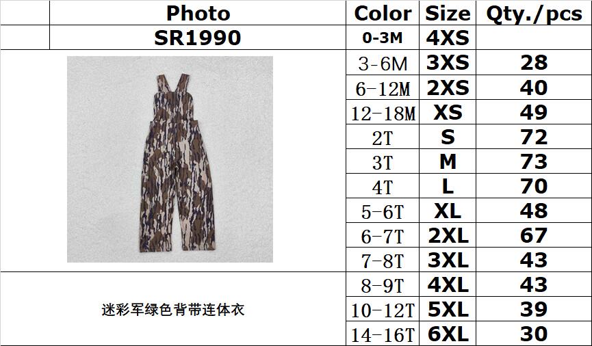 RTS NO MOQ ETA 5/7days Arrived SR1990 Camouflage army green suspender jumpsuit