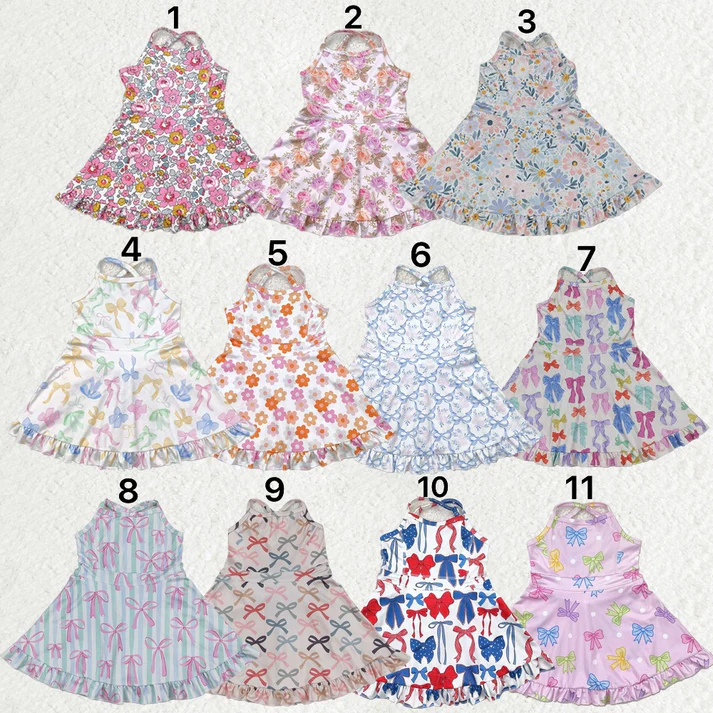 RTS NO MOQ baby girl clothes yoga floral suspender skirt sets-2