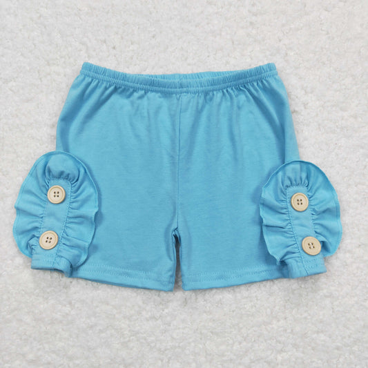 SS0191 Buttoned sky blue lace shorts