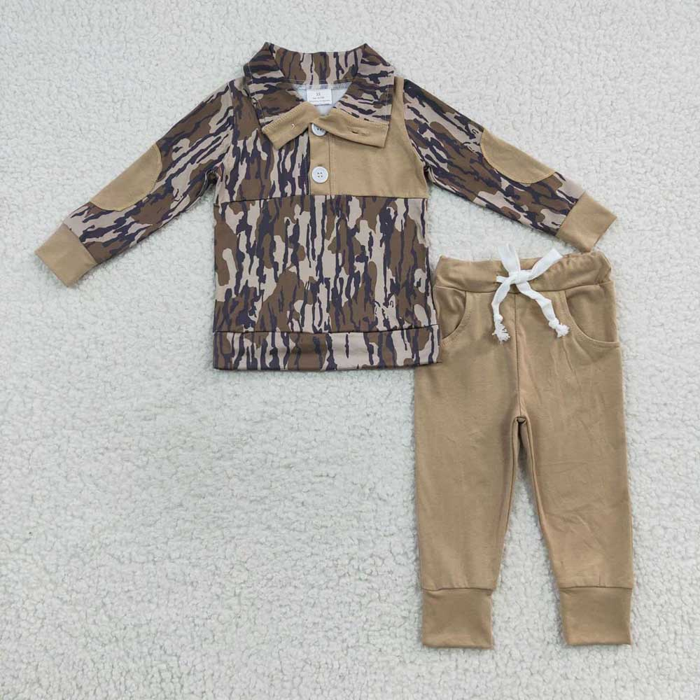 Baby Girls Boys Fall Camo Shirt Khaki Pants Sibling Clothing Sets