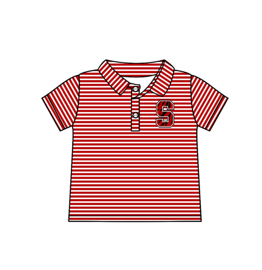Custom moq 5 mix size  baby kids clothing   S red sport team childrens clothing