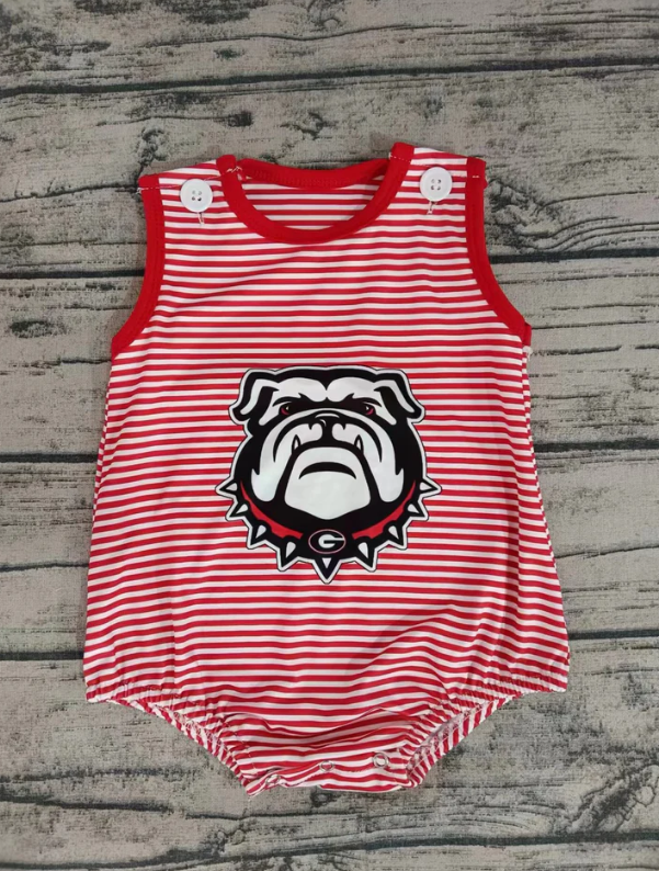 Deadline  August 7 custom no moq Puppy Stripe Summer Sleeveless Romper