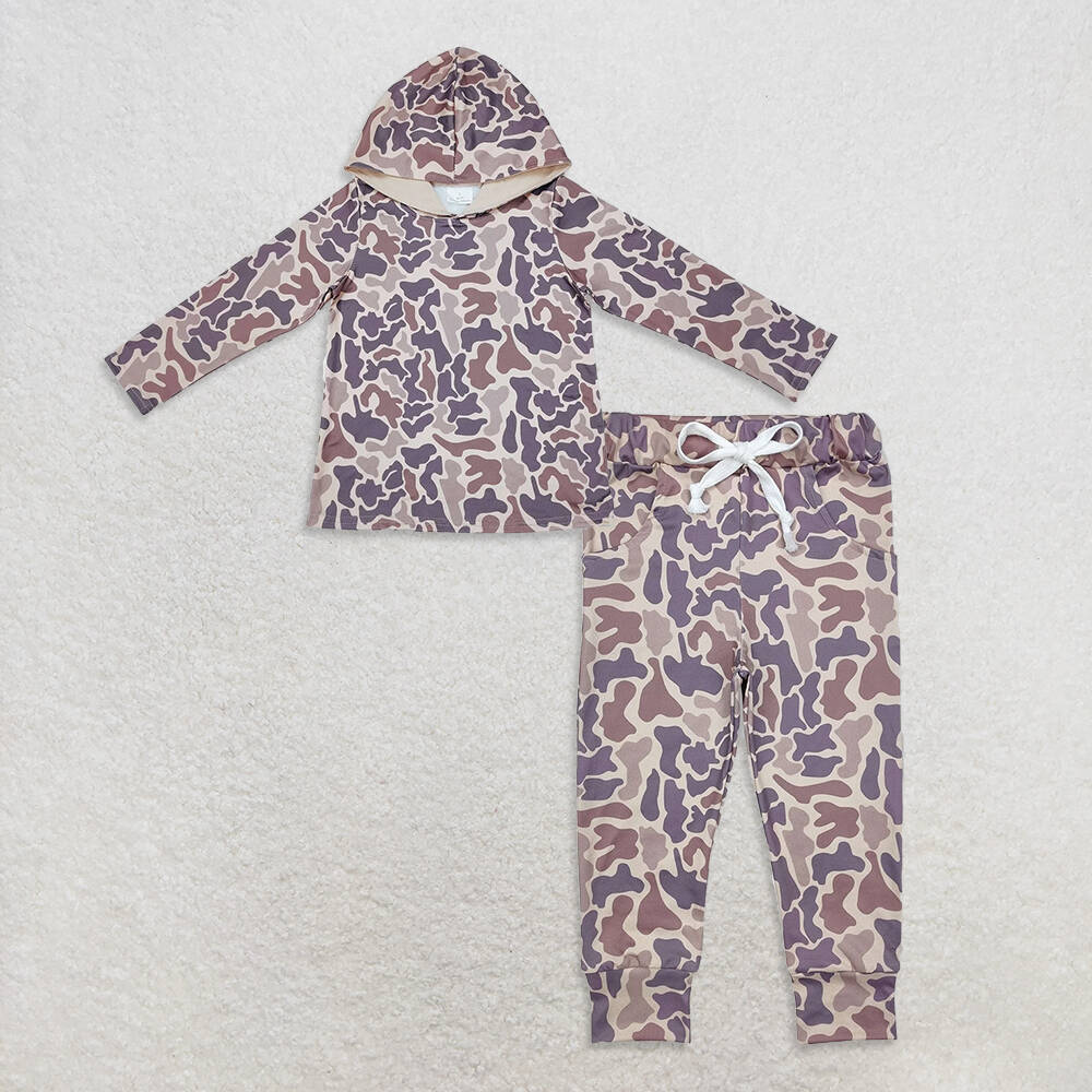 RTS NO MOQ Sibling baby boys clothes camouflage hooded long-sleeved pants sets