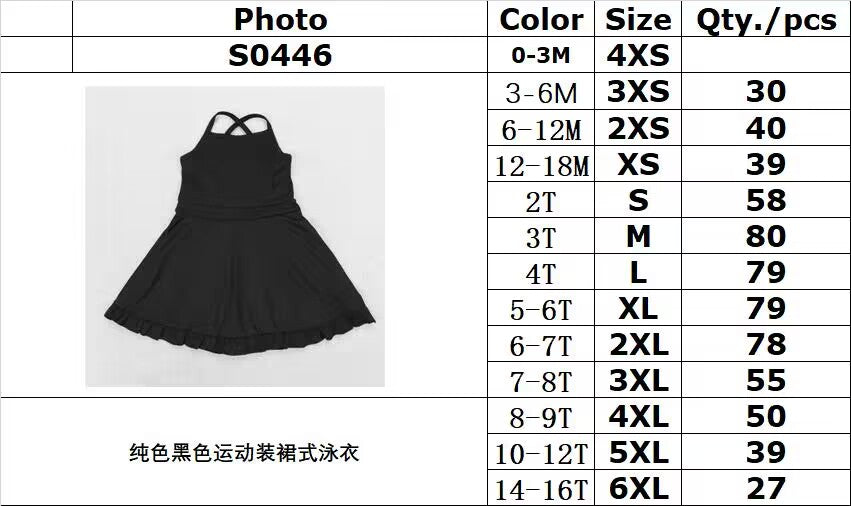 rts no moq S0446 solid black sportswear skirt swimsuit