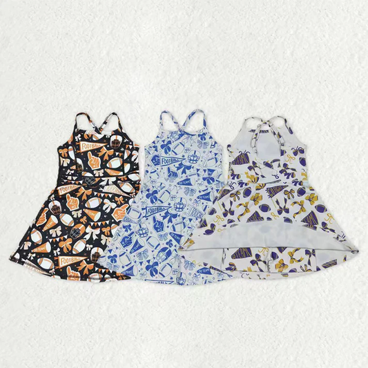 RTS NO MOQ Sibling baby girl clothes team cheer skirt sleeveless dresses