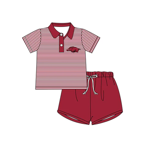 baby boys clothes team toddler brick red top shorts summer outfit