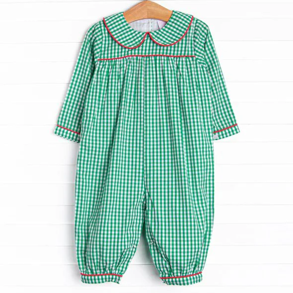 PRE ORDER Deadline July 30 custom no moq baby girls kids clothing Long Sleeve Plaid Romper