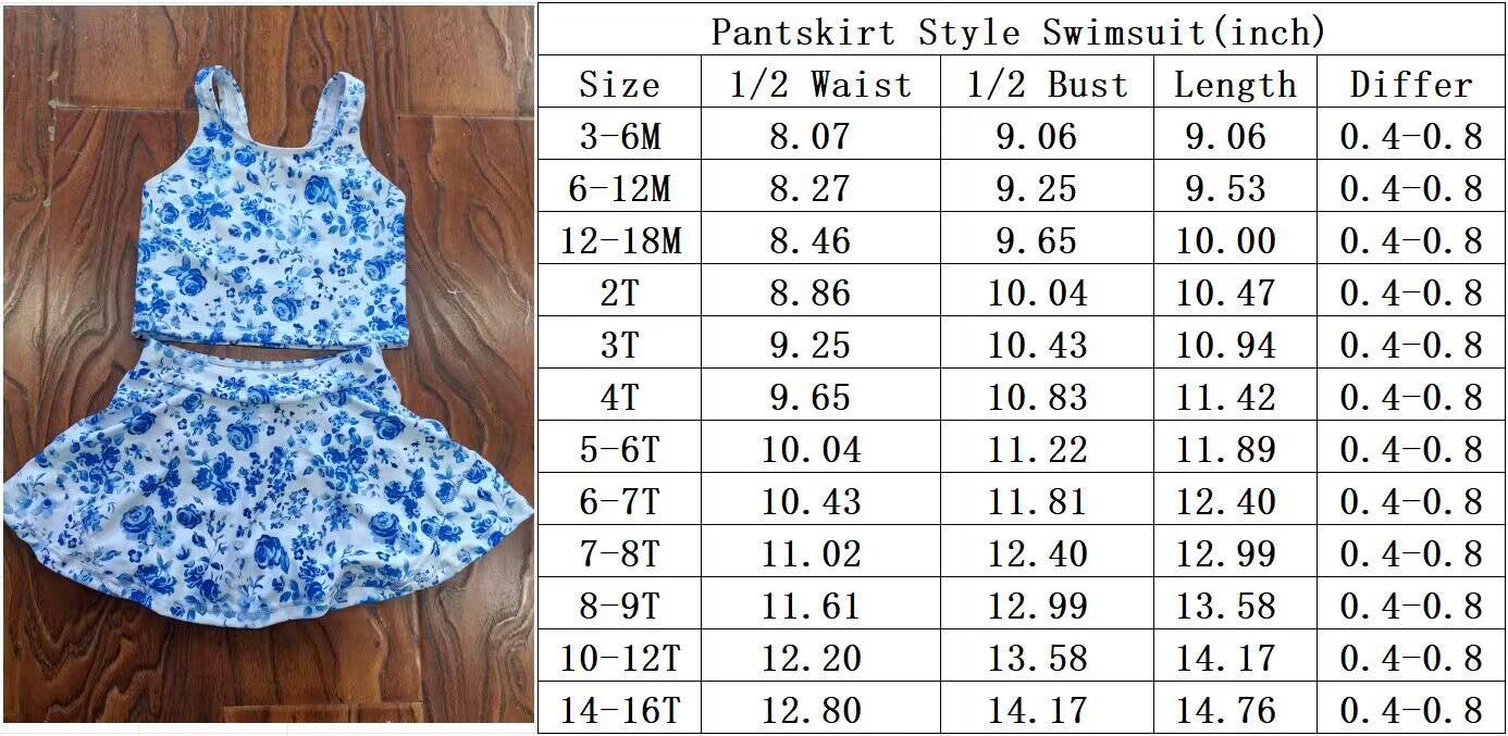 rts no moq GSD0995 Blue floral white sleeveless culottes suit