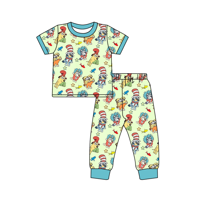 Custom moq 3 eta 7/8week moq 5 eta /4/5week dr seuss cartoon dog Short Sleeve Pants Set