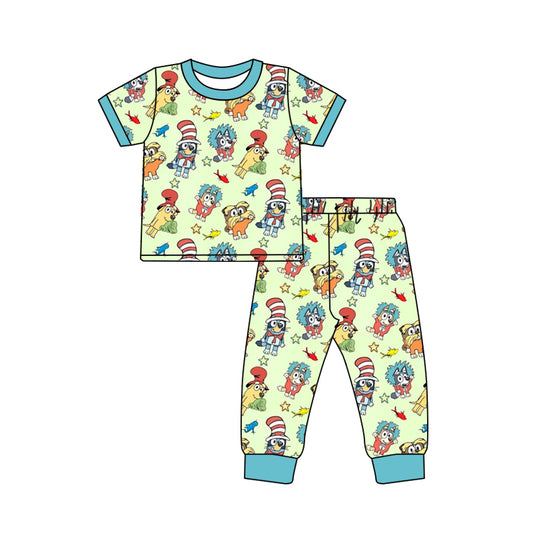 Custom moq 3 eta 7/8week moq 5 eta /4/5week dr seuss cartoon dog Short Sleeve Pants Set