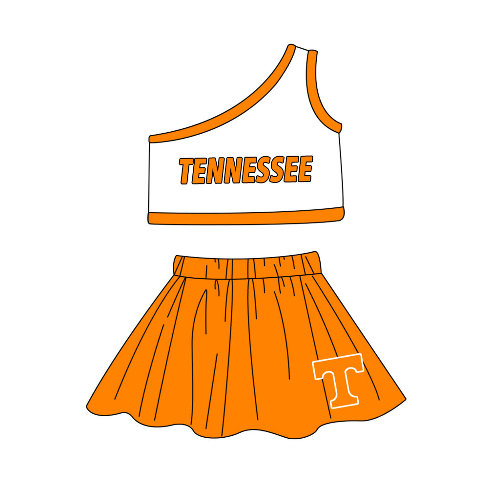 Deadline July 31th close custom no moq  eta 6-7weeks Orange White  cheer sets  cheerleading outfit