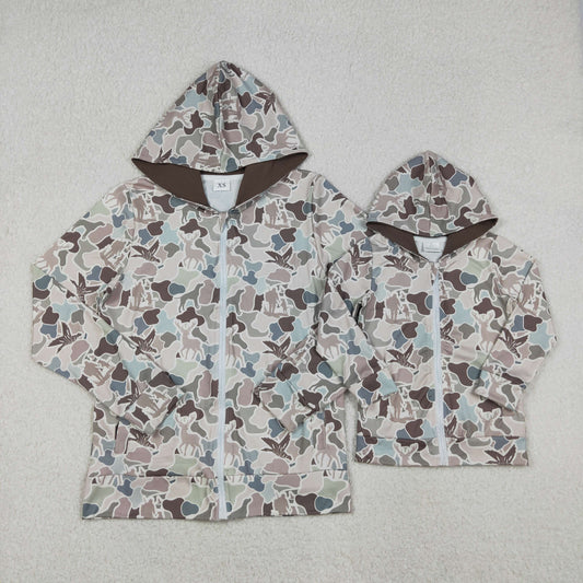 12/18m-7/8t RTS NO MOQ Sibling baby boy clothes and Adult clothes camouflage duck hooded long sleeve tops and adult top