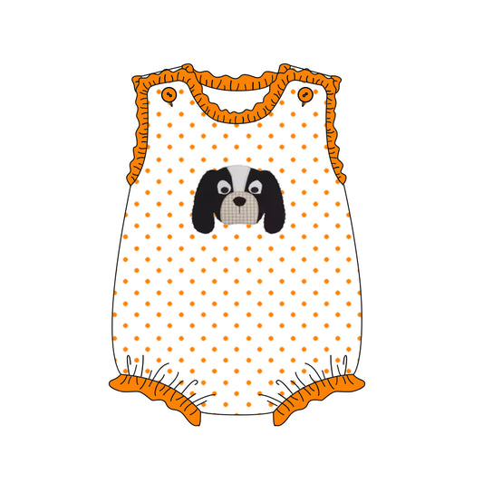 Deadline: February 26 TN Orange Striped Summer Puppy Dotted Romper