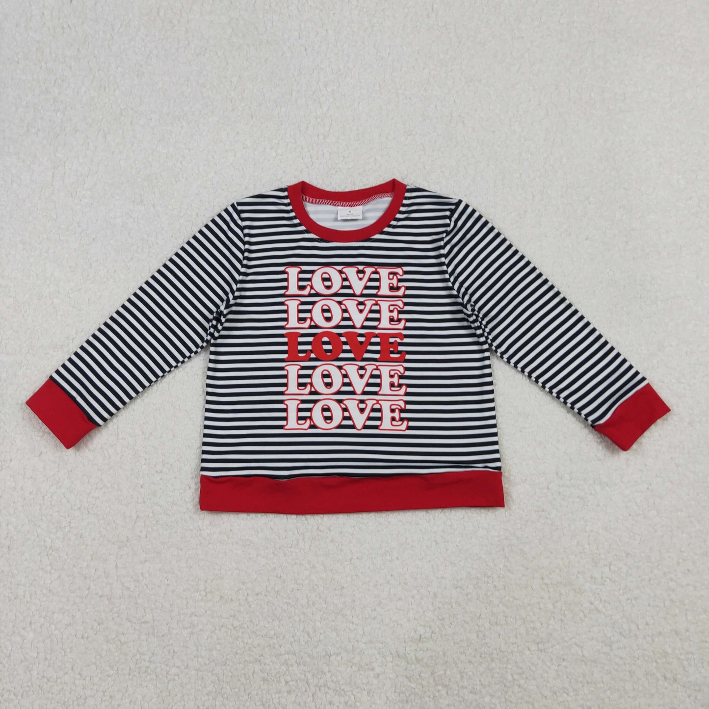 12/18m-7/8t RTS NO MOQ（In Stock) GT1237 Love black striped long-sleeved top