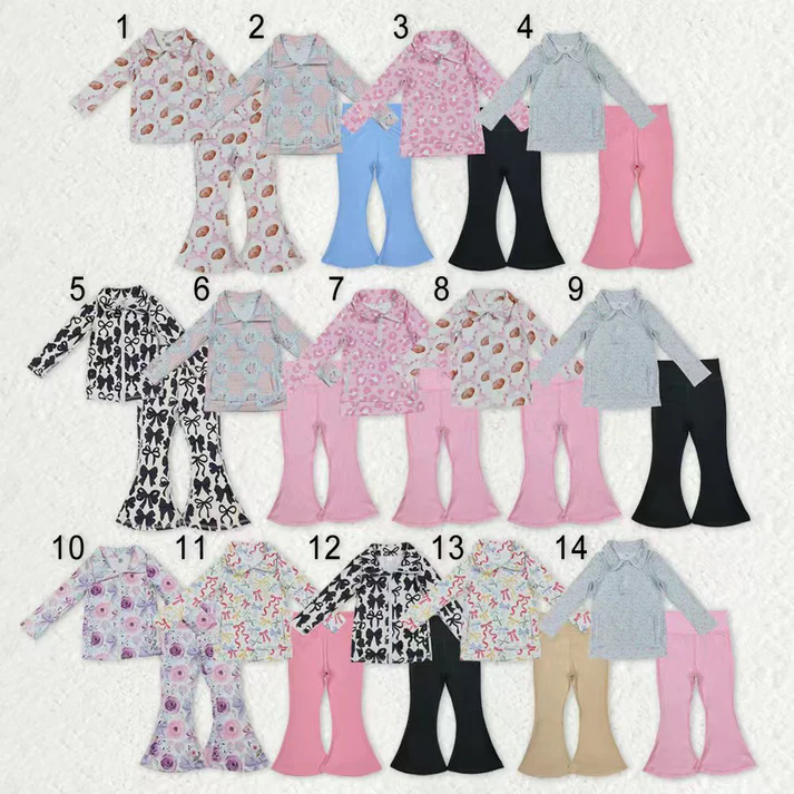 RTS NO MOQ Sibling Baby Girl clothes Yoga leopard floral Long Sleeve Trousers Sets