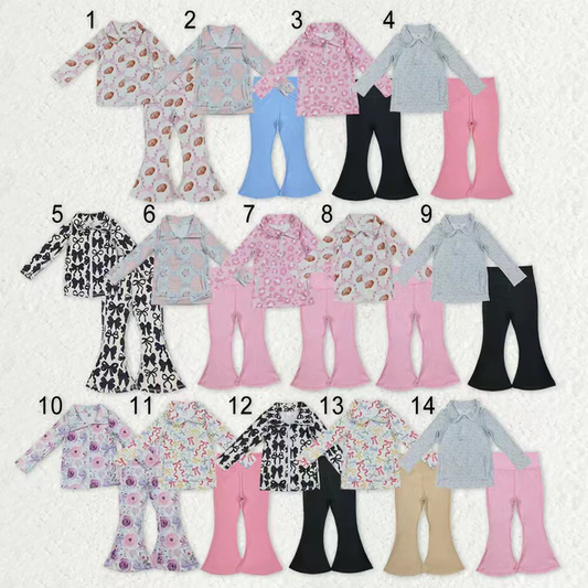 RTS NO MOQ Sibling Baby Girl clothes Yoga leopard floral Long Sleeve Trousers Sets
