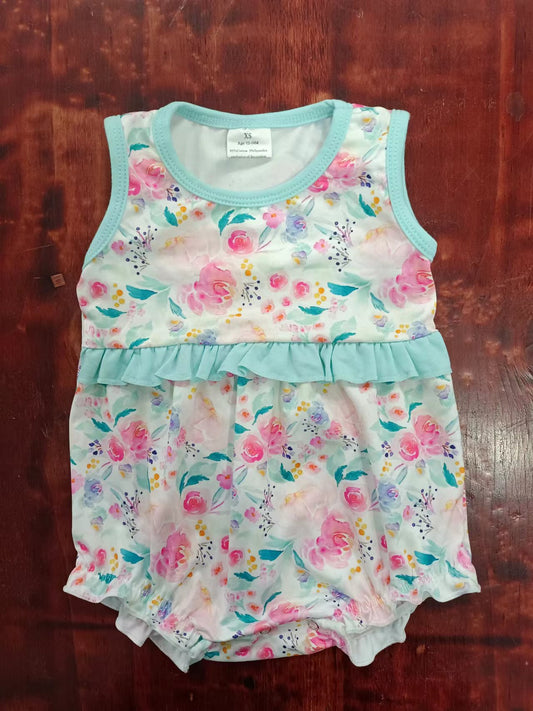 custom moq 5 eta 4-6weeks mix size baby girls clothes floral vest summer Romper