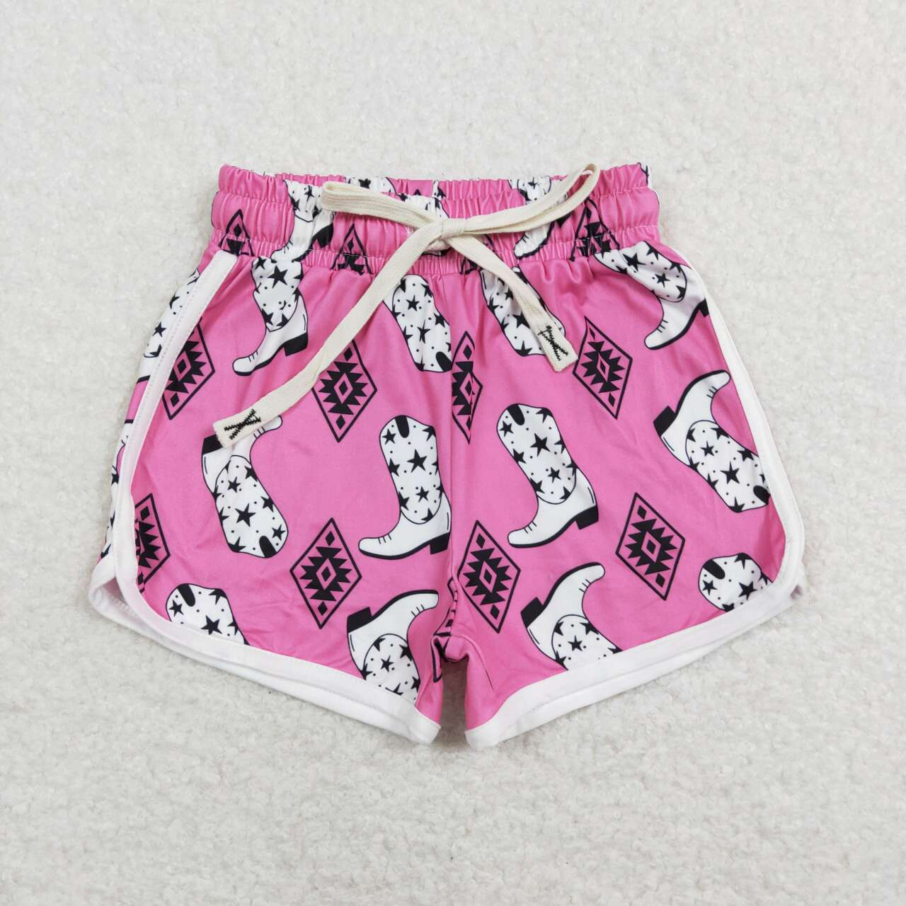 RTS NO MOQ Adults women and Baby Girls Five-pointed star white boots pink yoga shorts