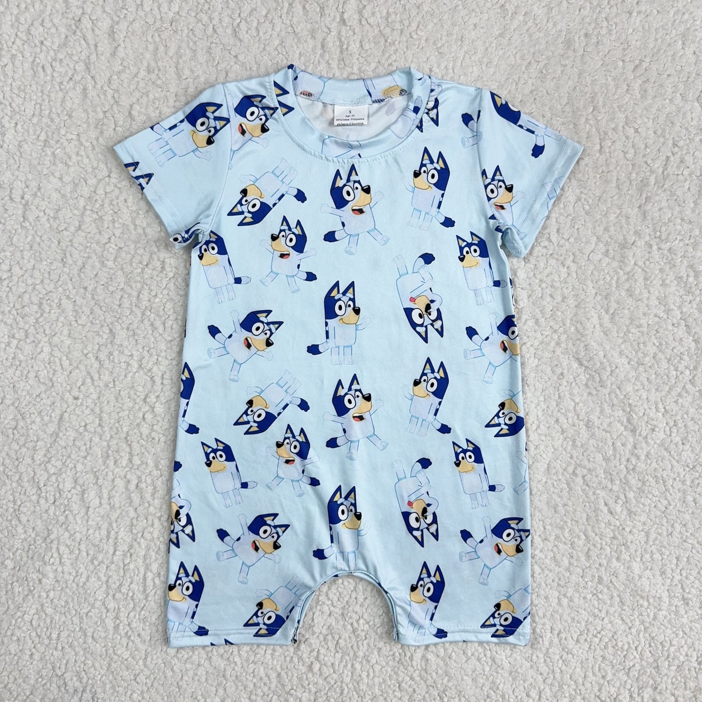 RTS SALES NO MOQ4.19	 蓝色布鲁伊浅蓝色连体衣Blue Bluey Light Blue Bodysuit