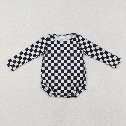 RTS NO MOQ ETA 5/7days arrived LR2121 Black and white plaid long-sleeved jumpsuit