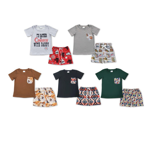 RTS NO MOQ baby boys Clothes short sleeve shorts Sets